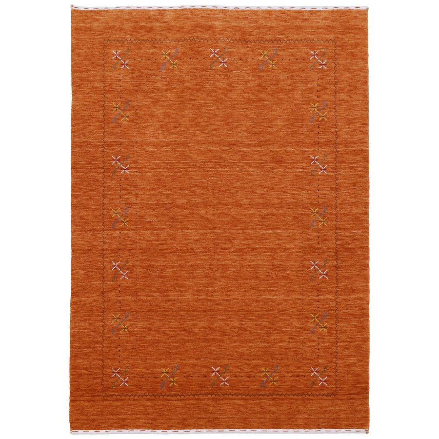 Gabbeh Border Orange Rust Hand Loomed Wool Area Rug - The Rug Decor