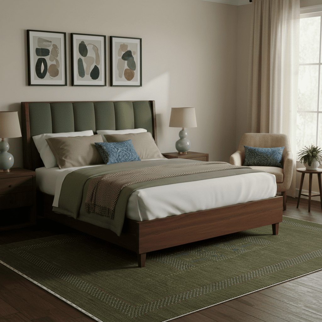 Gabbeh Design Hand Loomed Green Wool Area Rug - The Rug Decor