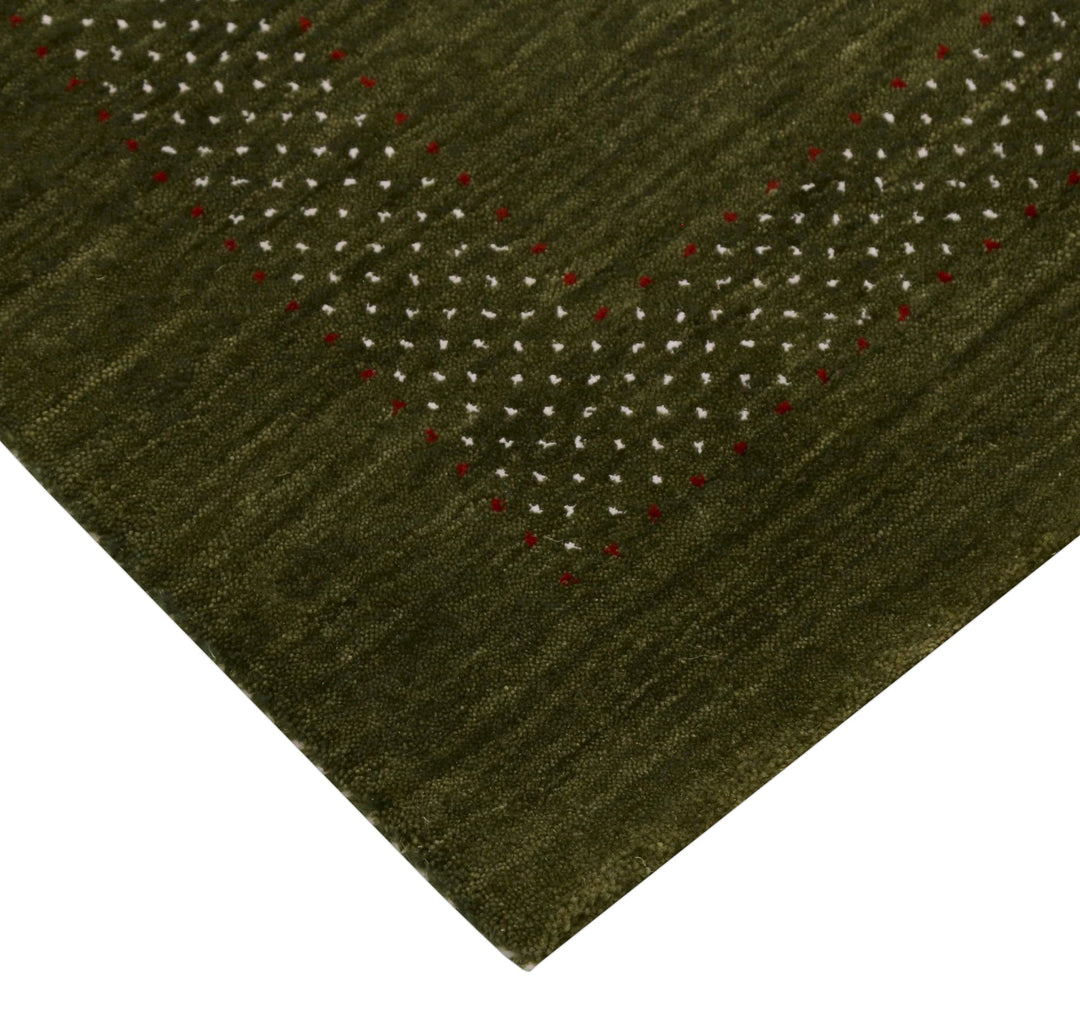 Gabbeh Design Hand Loomed Green Wool Area Rug - The Rug Decor