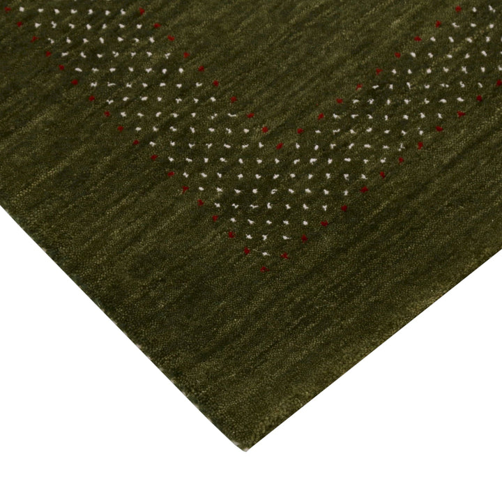 Gabbeh Design Hand Loomed Green Wool Area Rug - The Rug Decor