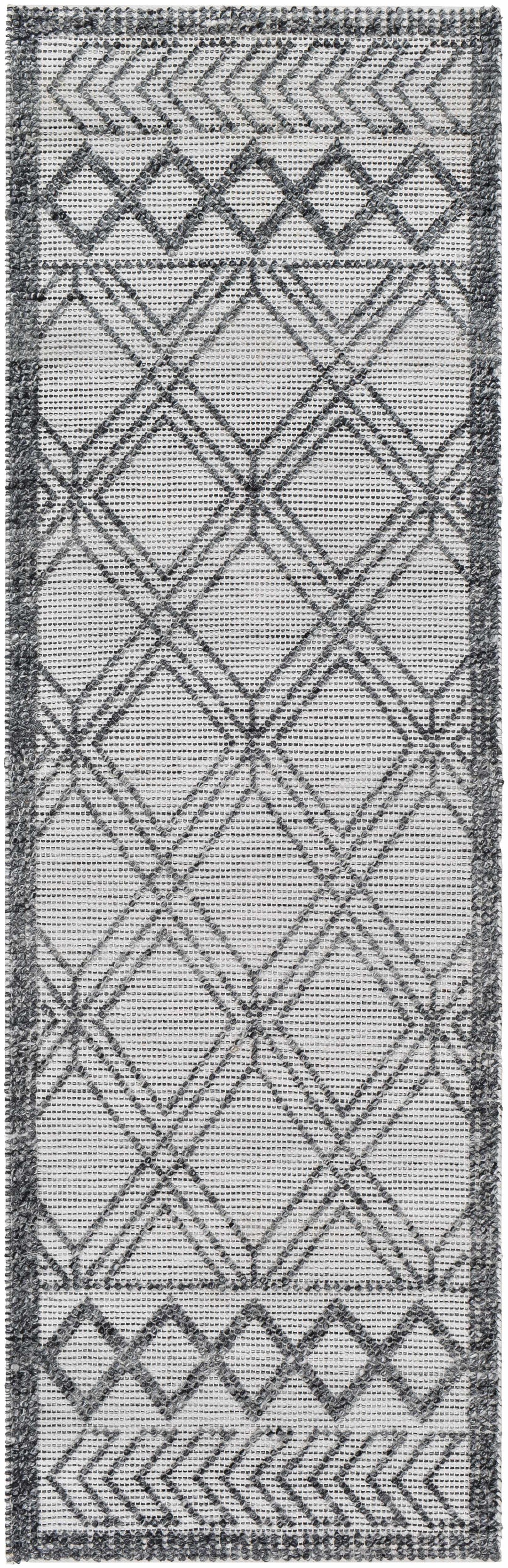 Gada Modern Geometric Design White And Black Hand Woven Rug