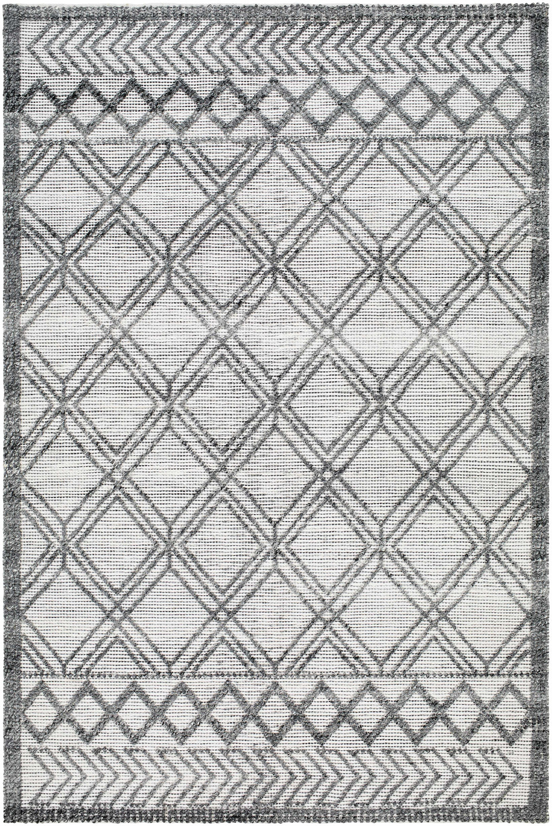 Gada Modern Geometric Design White And Black Hand Woven Rug