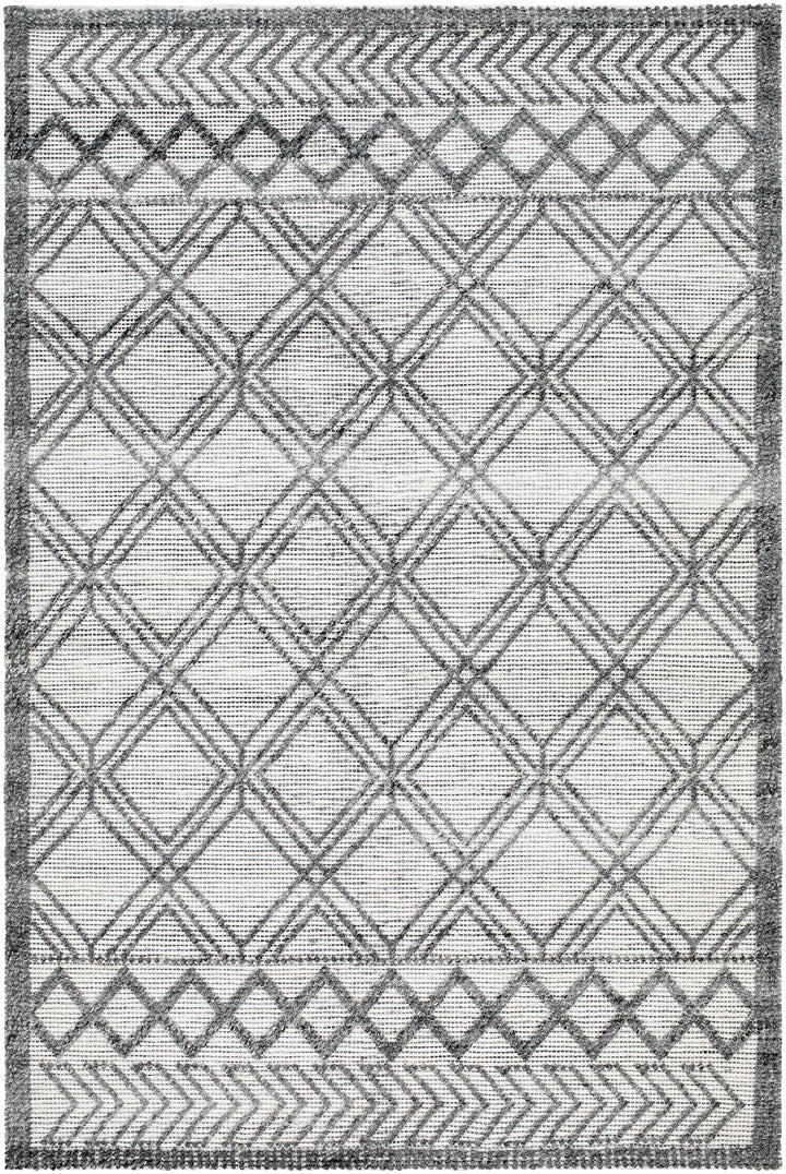 Gada Modern Geometric Design White And Black Hand Woven Rug