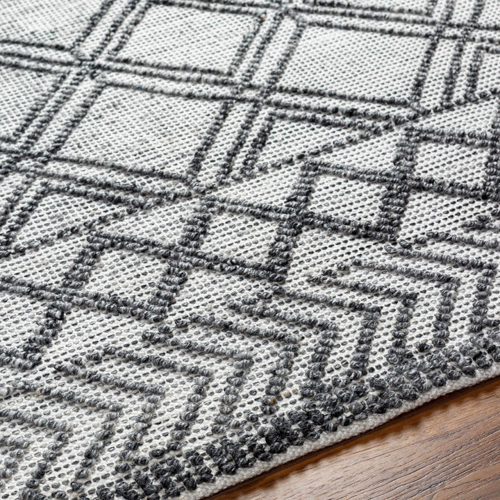 Gada Modern Geometric Design White And Black Hand Woven Rug - The Rug Decor