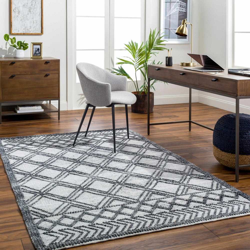 Gada Modern Geometric Design White And Black Hand Woven Rug - The Rug Decor