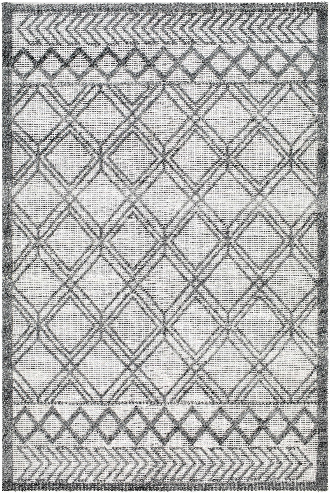 Gada Modern Geometric Design White And Black Hand Woven Rug - The Rug Decor