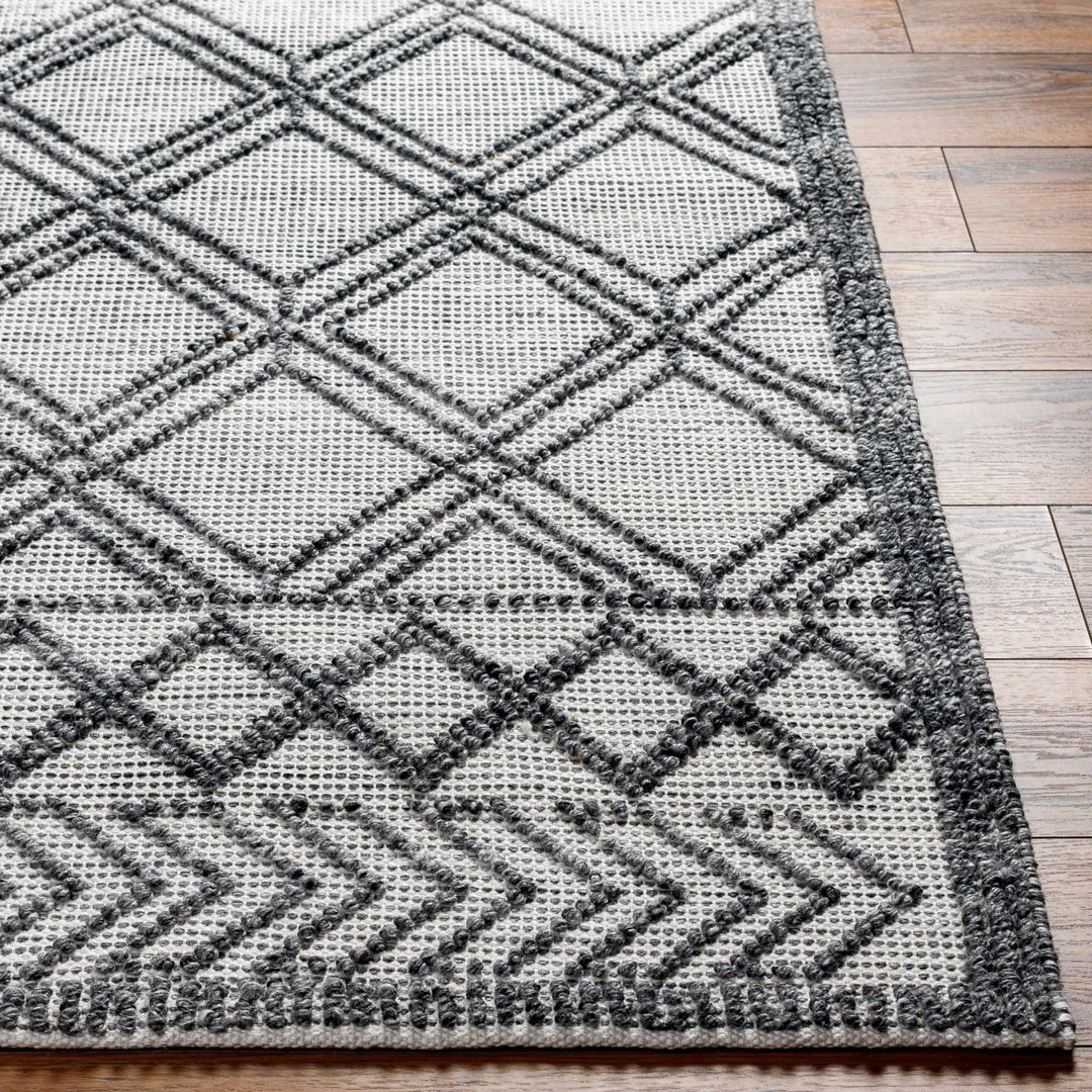 Gada Modern Geometric Design White And Black Hand Woven Rug - The Rug Decor