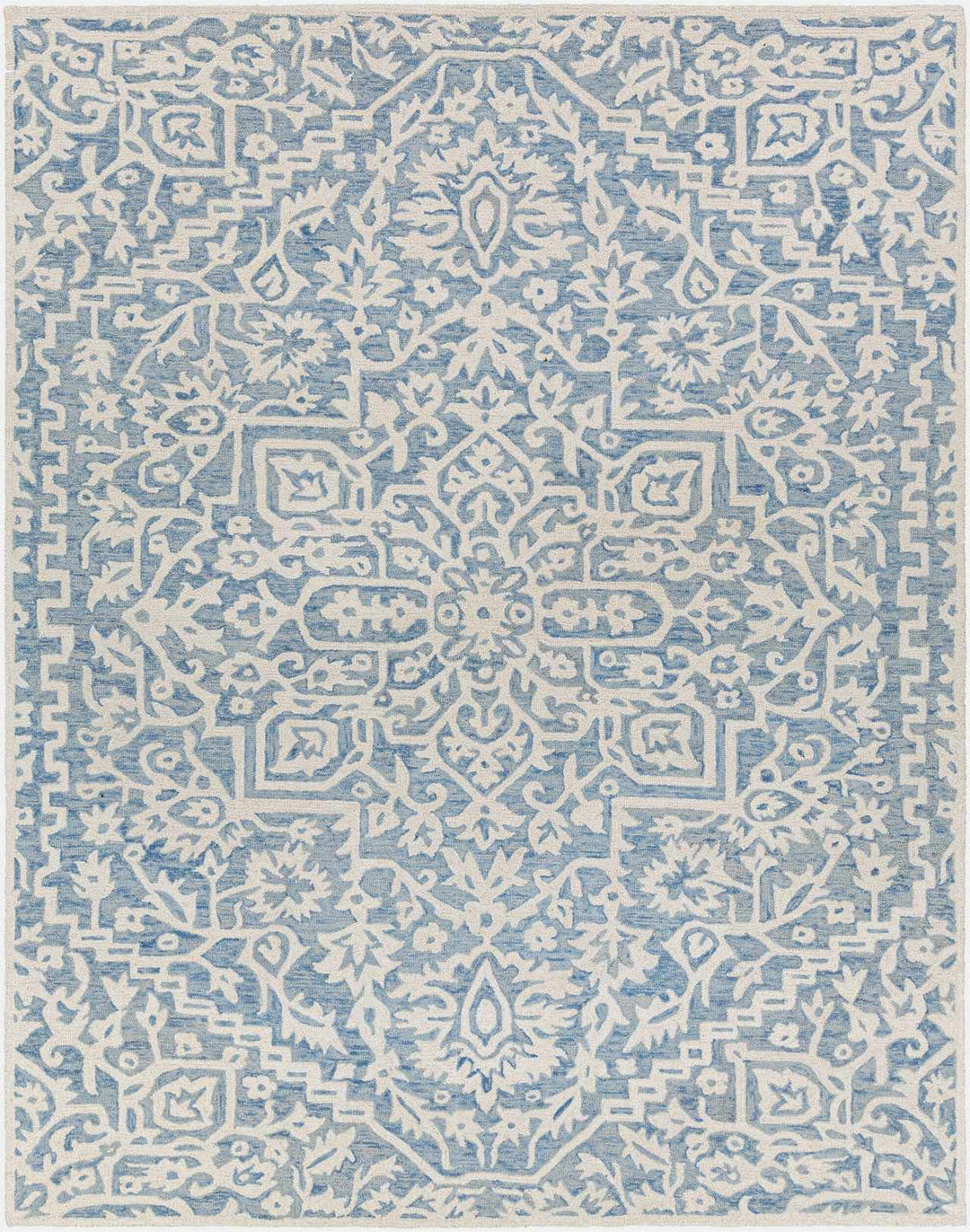 Gagebrook Traditional Blue And White Wool Area Rug - The Rug Decor