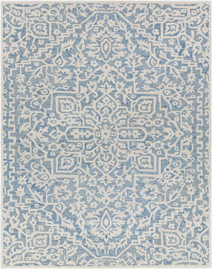 Gagebrook Traditional Blue And White Wool Area Rug - The Rug Decor