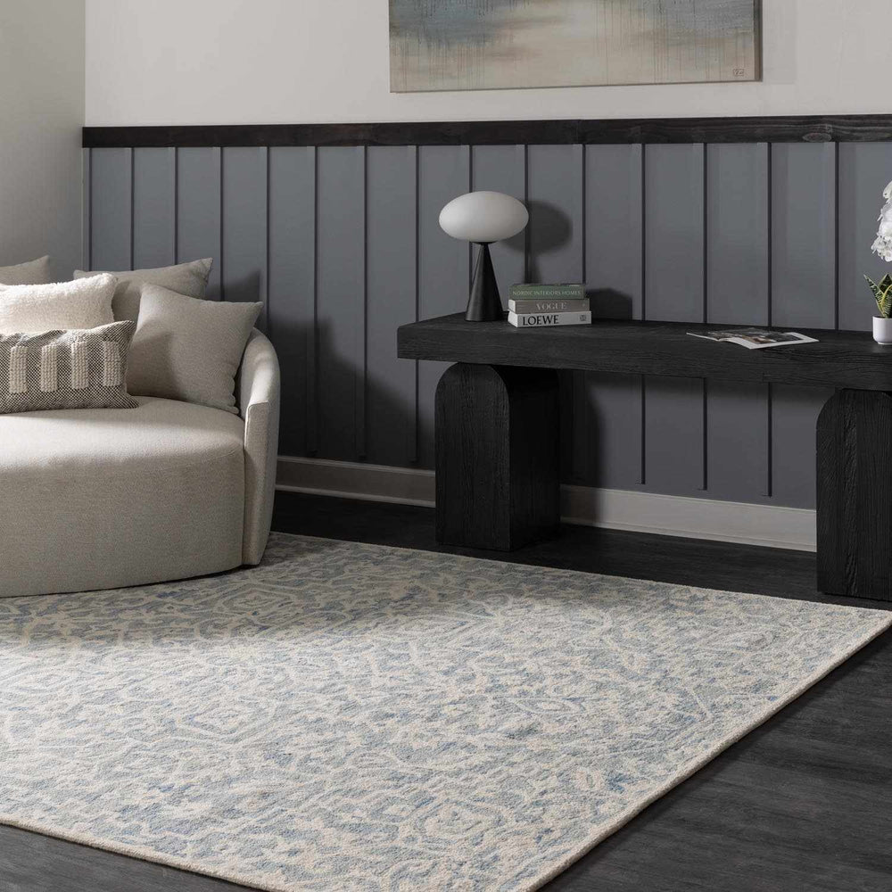 Gagebrook Traditional Blue And White Wool Area Rug - The Rug Decor