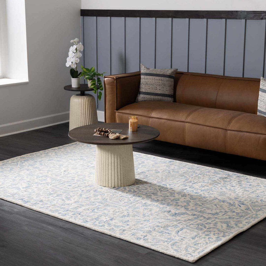 Gagebrook Traditional Blue And White Wool Area Rug - The Rug Decor