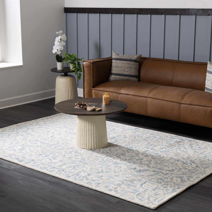 Gagebrook Traditional Blue And White Wool Area Rug - The Rug Decor