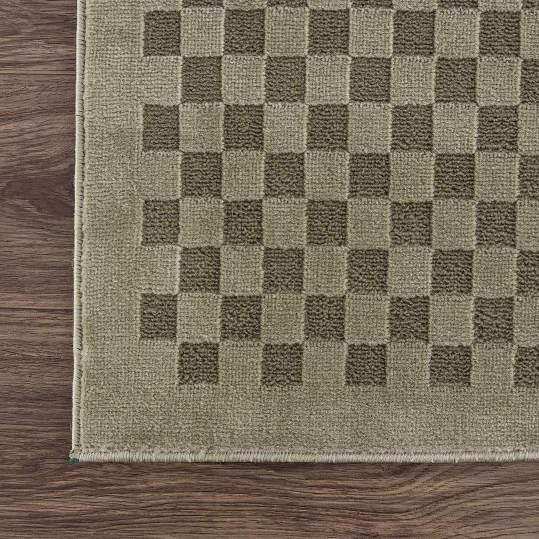 Gaiwan Modern Checkered Design Green Washable Area Rug - The Rug Decor