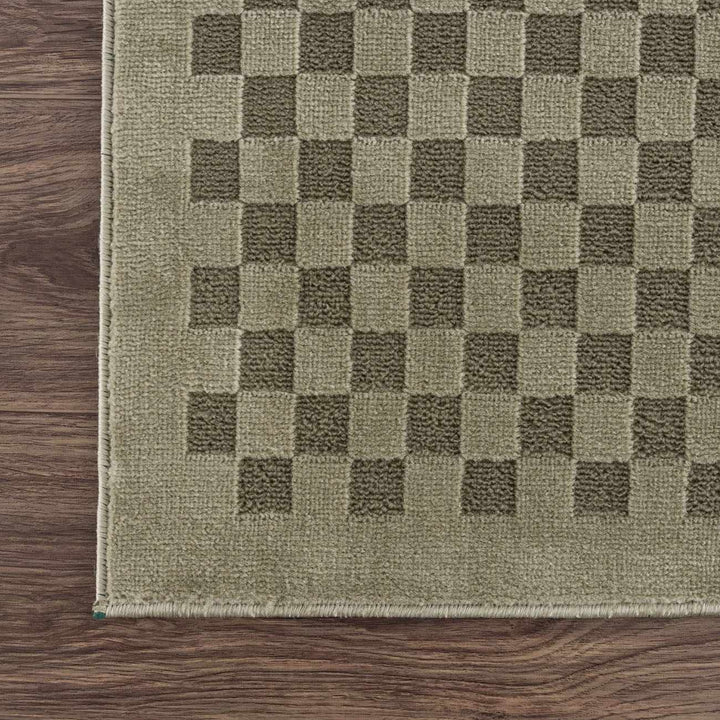 Gaiwan Modern Checkered Design Green Washable Area Rug - The Rug Decor