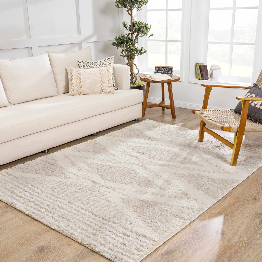 Galaxy Shag Modern Geometrical Ivory and Beige Area Rug - The Rug Decor