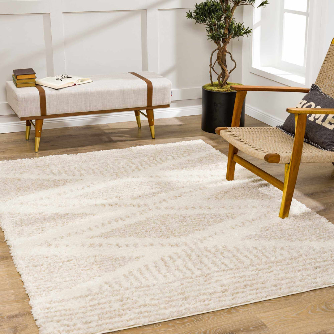 Galaxy Shag Modern Geometrical Ivory and Beige Area Rug - The Rug Decor
