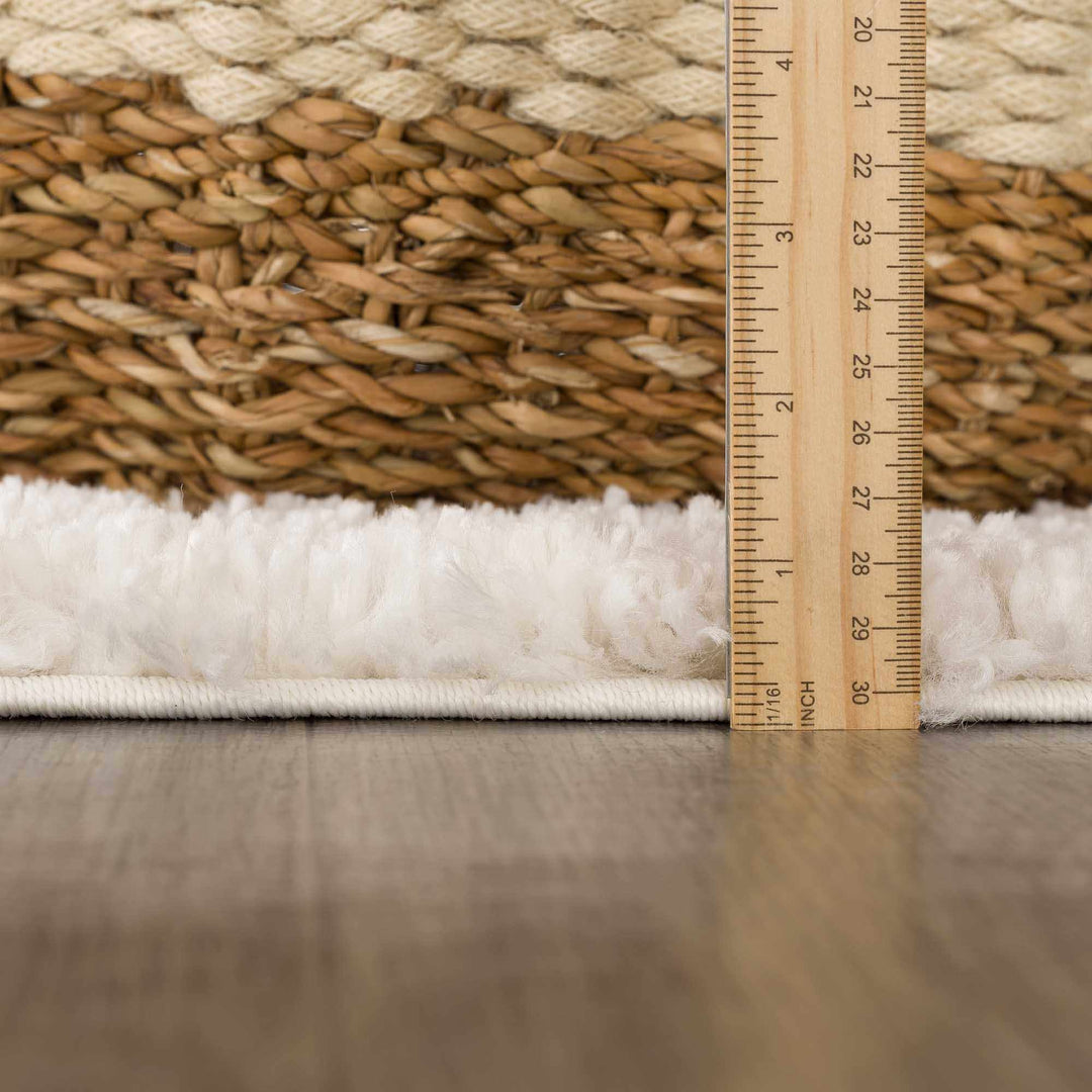 Galaxy Shag Modern Geometrical Ivory and Beige Area Rug - The Rug Decor