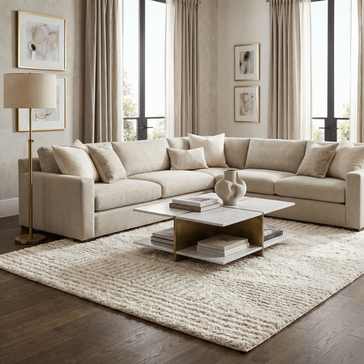 Galaxy Shag Modern Geometrical Ivory and Beige Area Rug - The Rug Decor