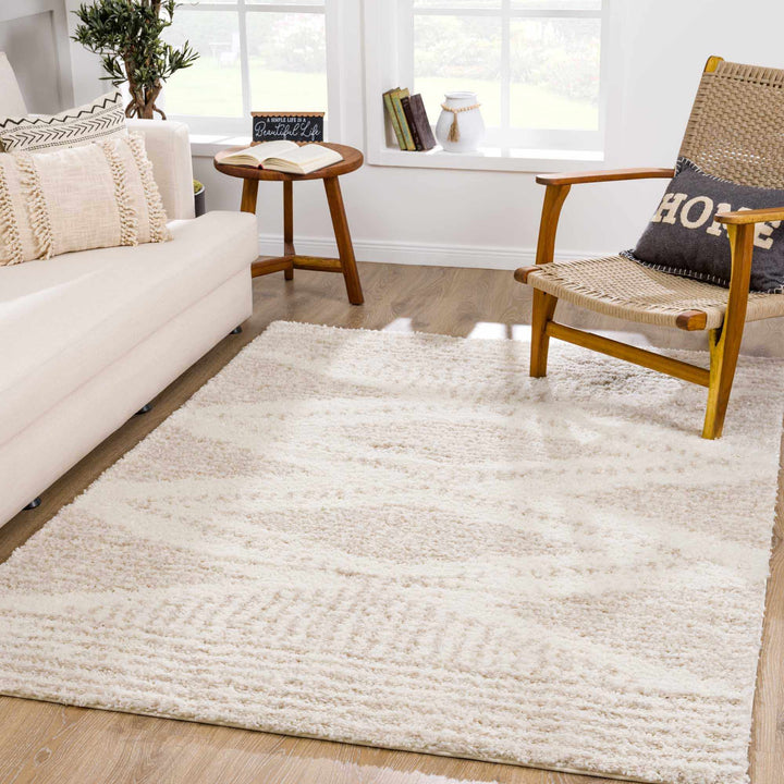 Galaxy Shag Modern Geometrical Ivory and Beige Area Rug - The Rug Decor