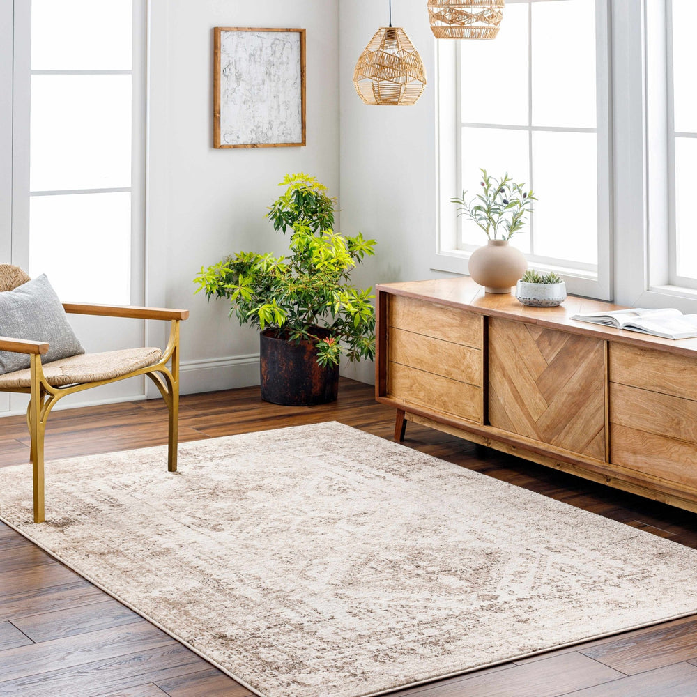 Gali Traditional Distress Brown And Ivory Rug - The Rug Decor