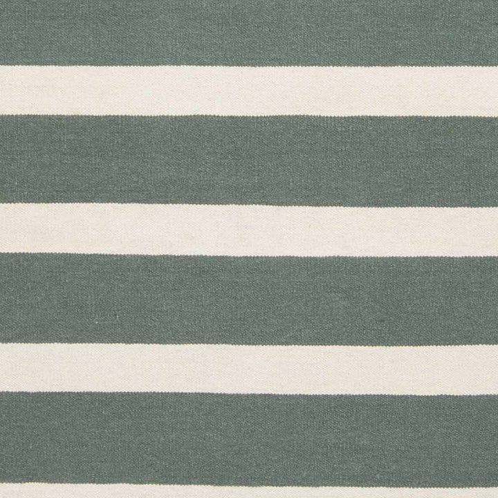 Galliano Stripes Design Green And Ivory Hand Woven Wool Rug - The Rug Decor