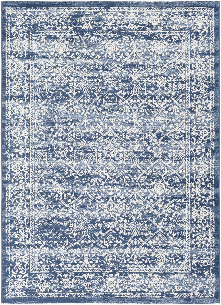 Galloway Traditional Style Ivory And Blue Area Rug - The Rug Decor