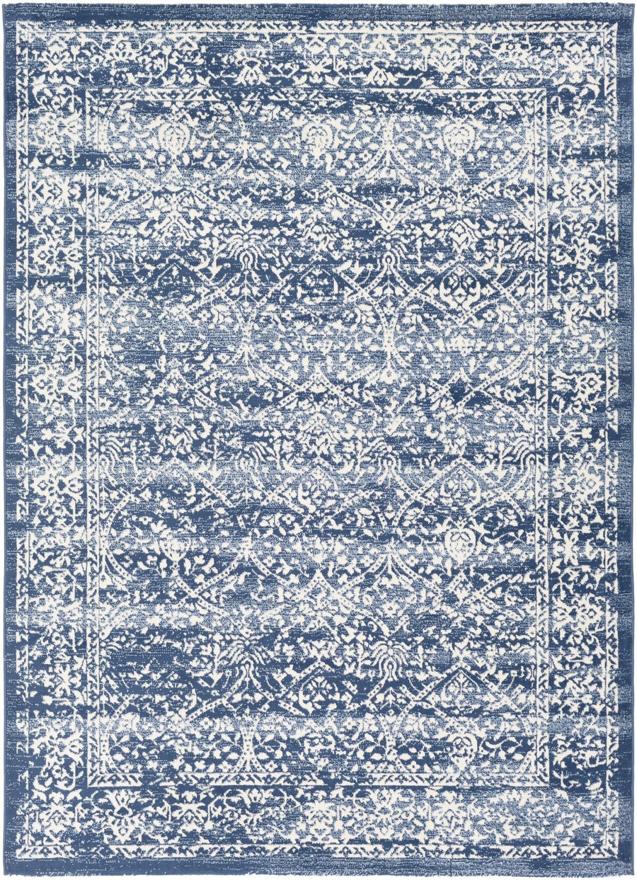 Galloway Traditional Style Ivory And Blue Area Rug - The Rug Decor