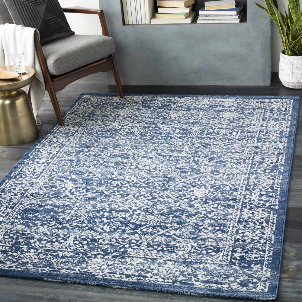 Galloway Traditional Style Ivory And Blue Area Rug - The Rug Decor