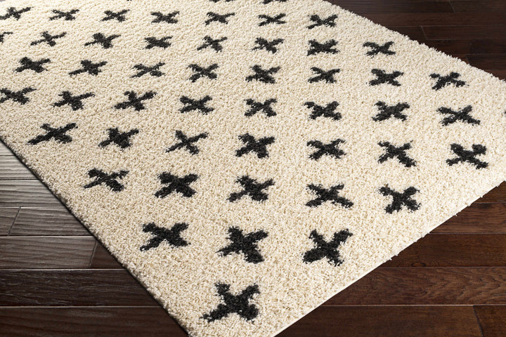 Gambo Modern Style Ivory And Black Area Rug