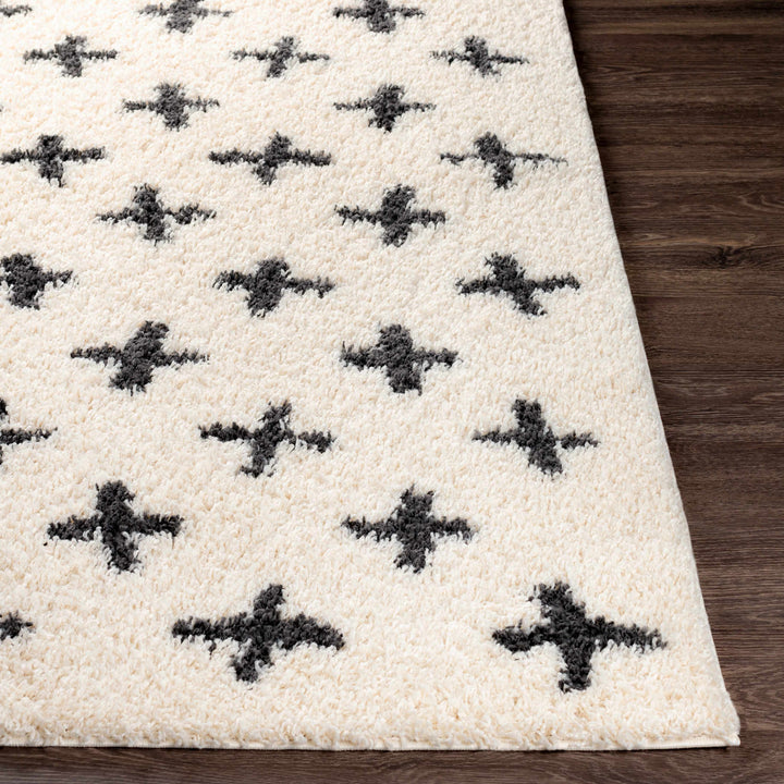 Gambo Modern Style Ivory And Black Area Rug