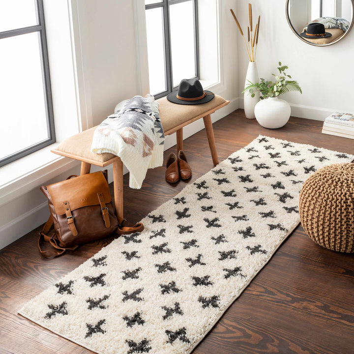 Gambo Modern Style Ivory And Black Area Rug
