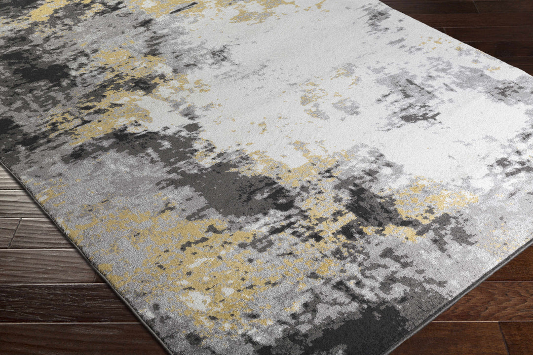 Gardners Modern Abstract Design Charcoal And Mustard Area Rug