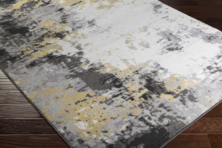 Gardners Modern Abstract Design Charcoal And Mustard Area Rug