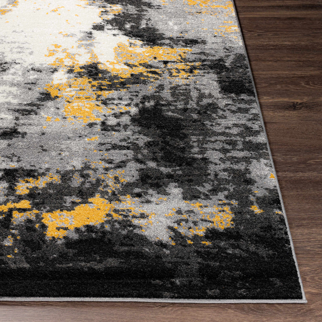 Gardners Modern Abstract Design Charcoal And Mustard Area Rug