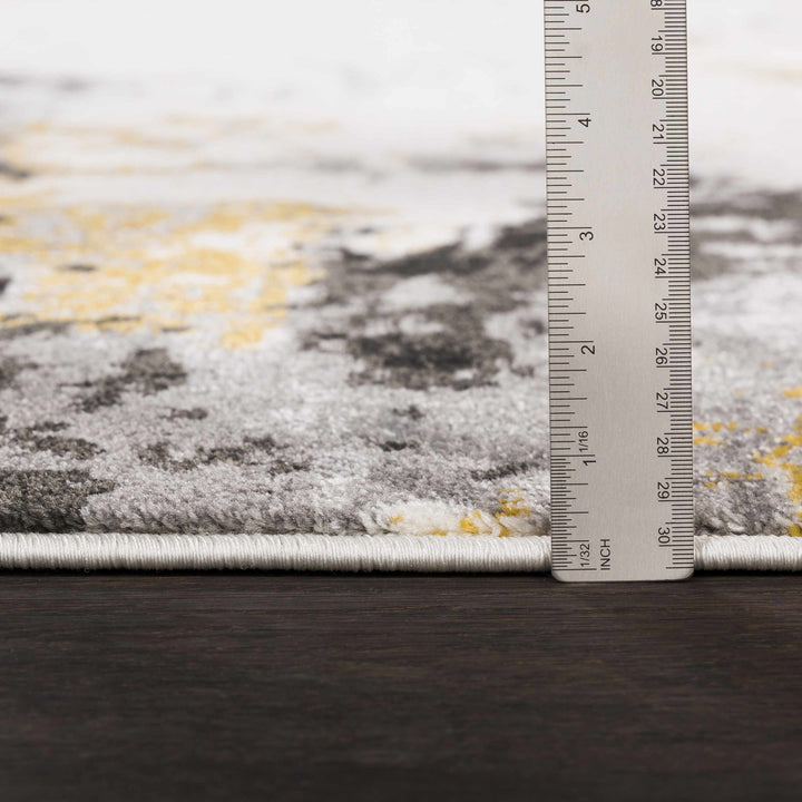 Gardners Modern Abstract Design Charcoal And Mustard Area Rug