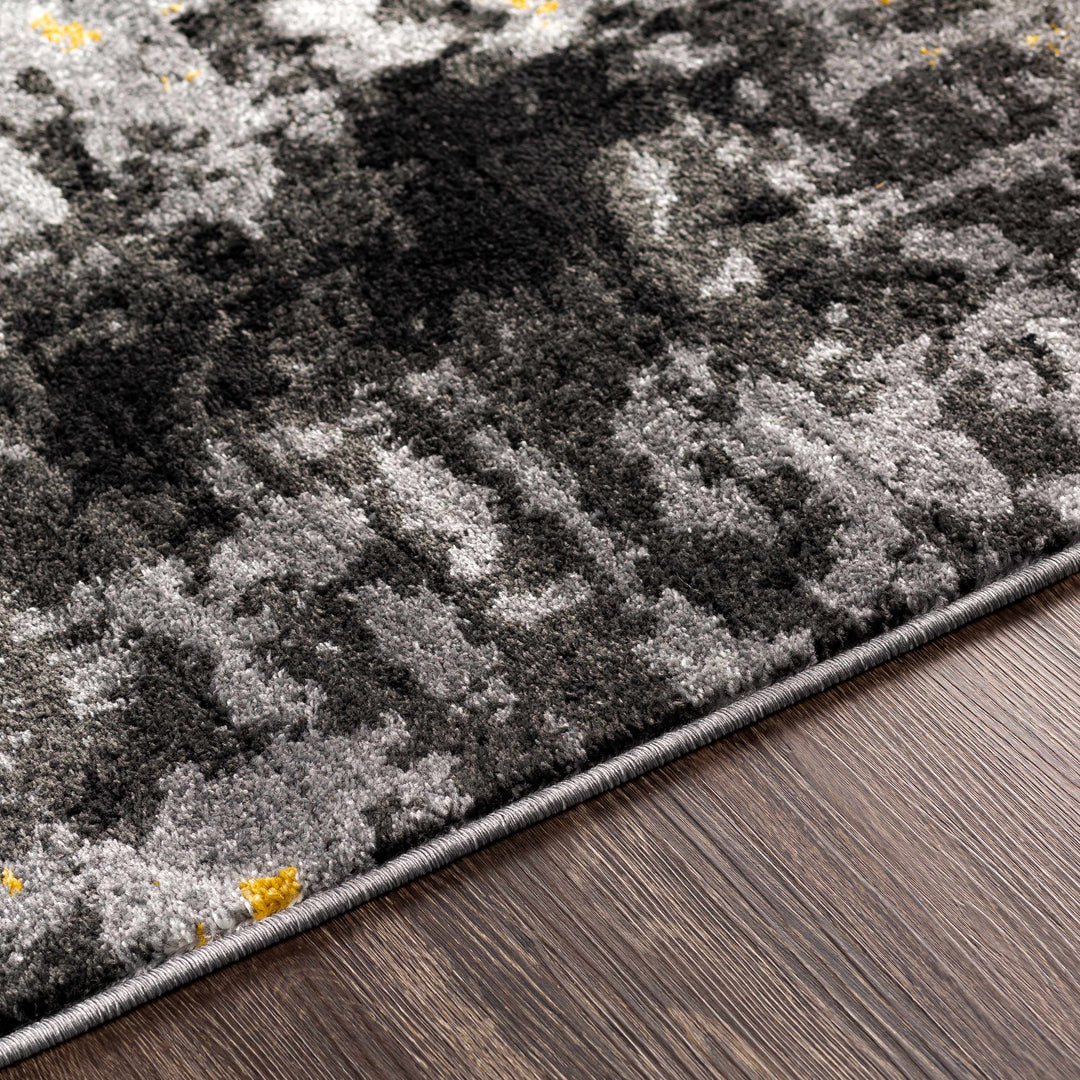 Gardners Modern Abstract Design Charcoal And Mustard Area Rug