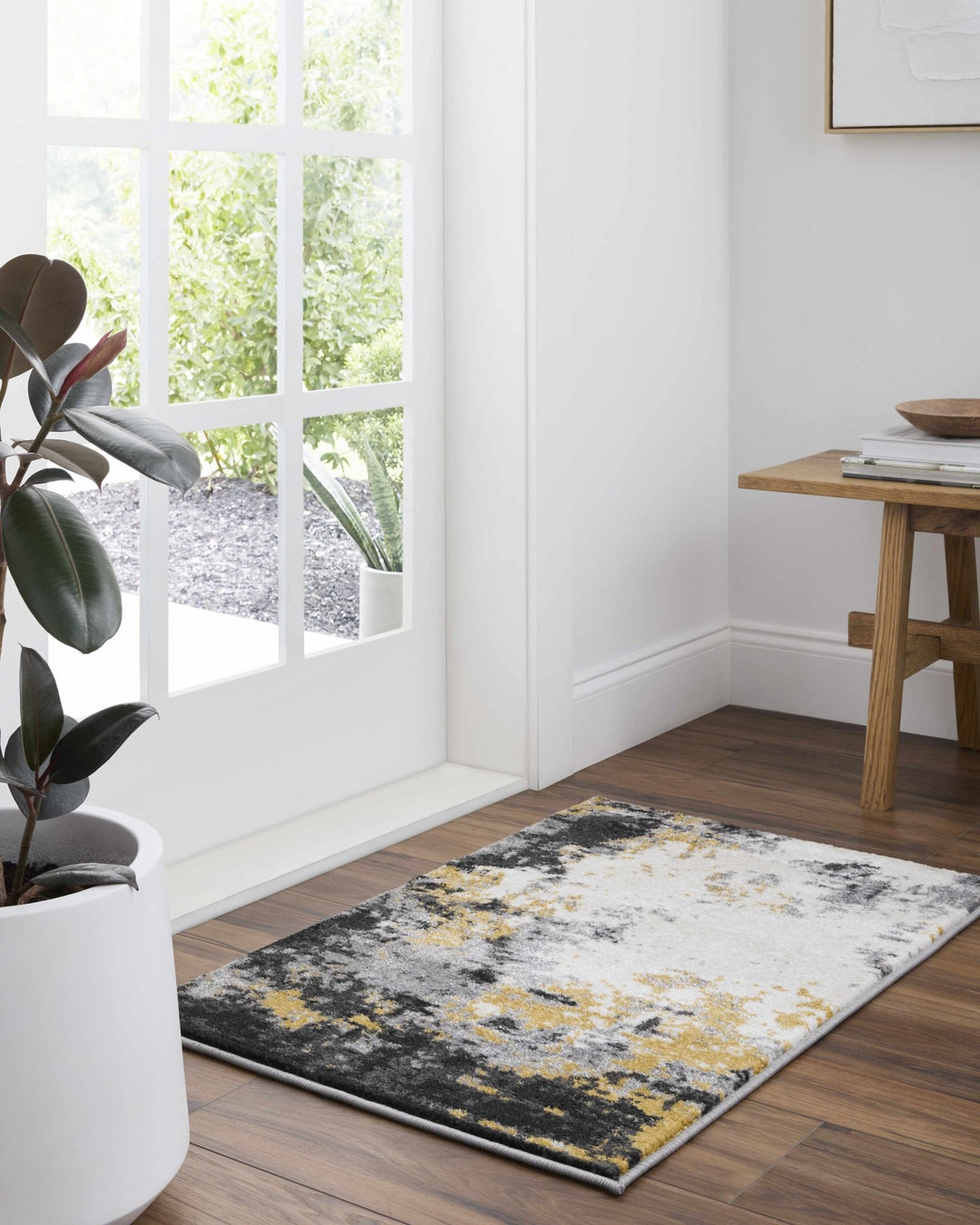 Gardners Modern Abstract Design Charcoal And Mustard Area Rug - The Rug Decor