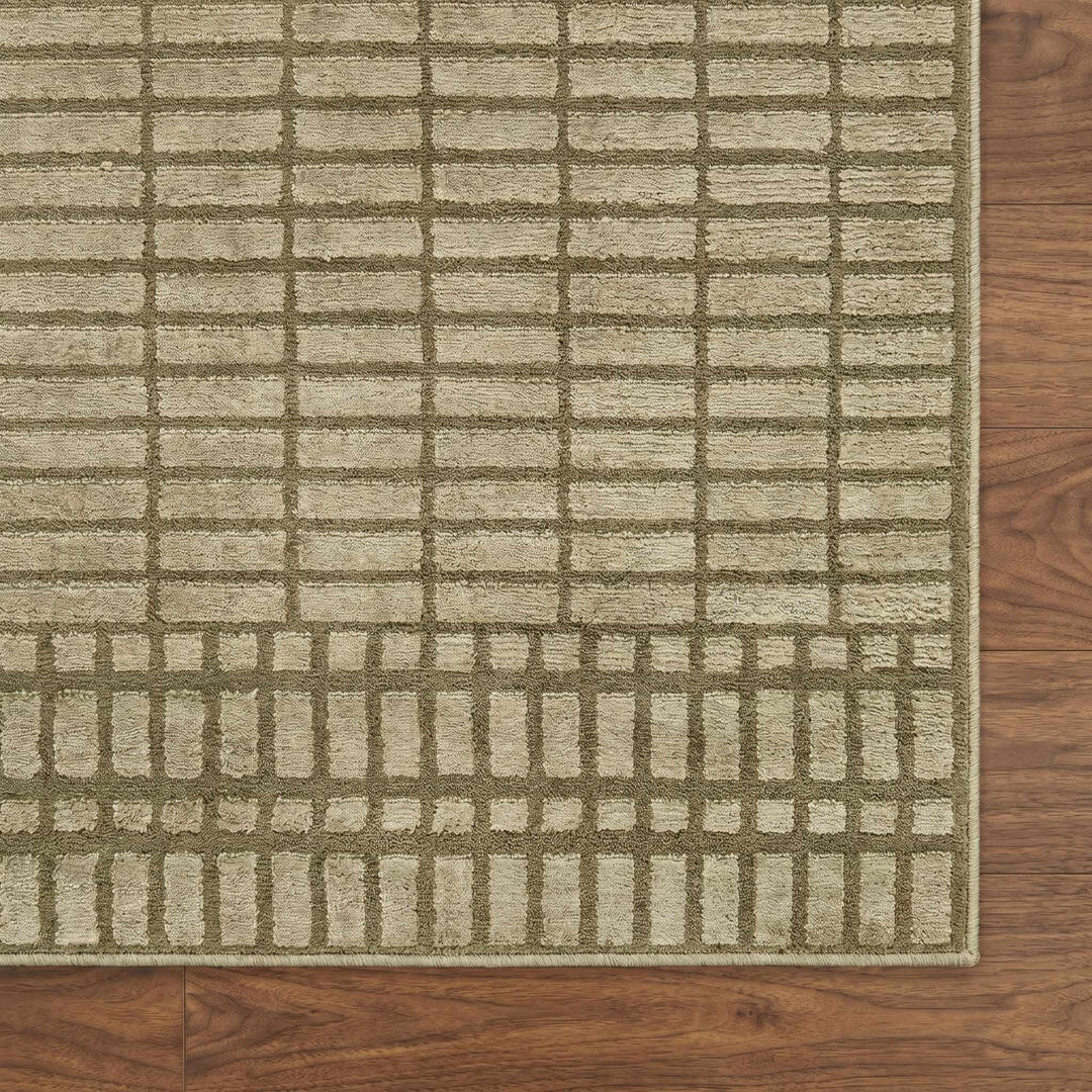 Gareth Modern Geometrical Olive And Beige Area Rug - The Rug Decor
