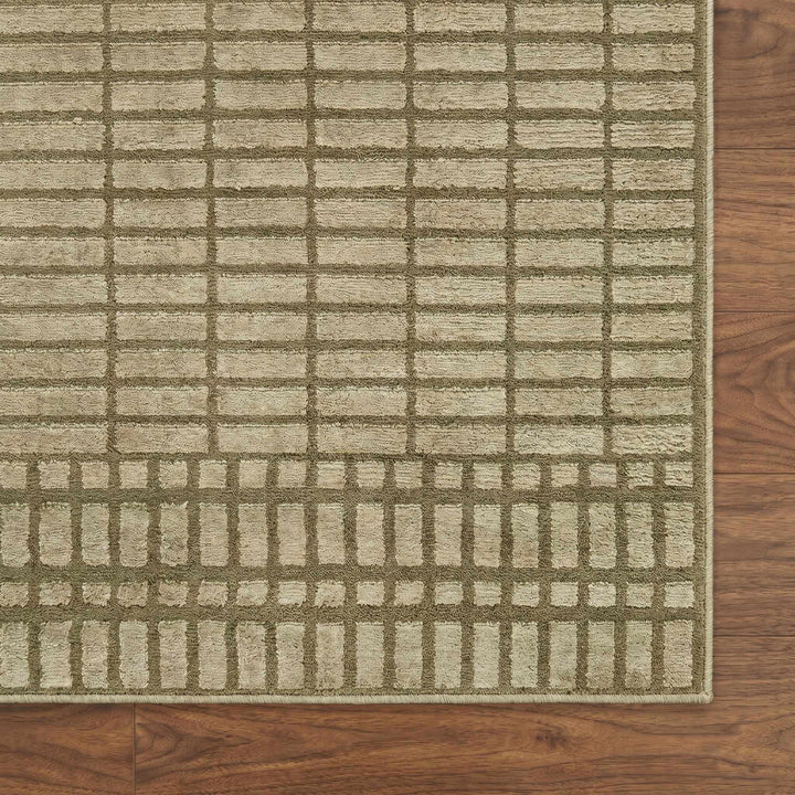 Gareth Modern Geometrical Olive And Beige Area Rug - The Rug Decor