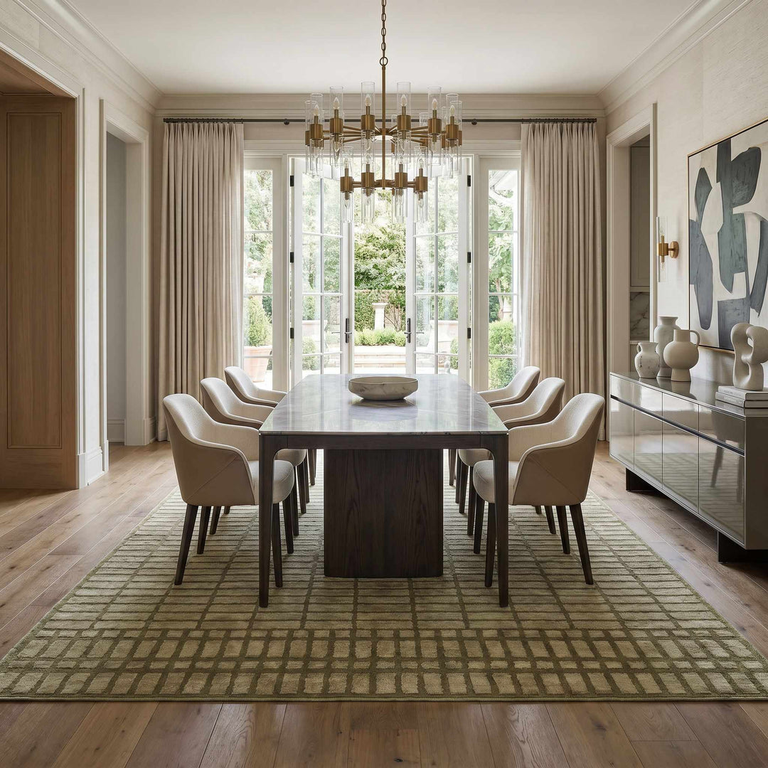 Gareth Modern Geometrical Olive And Beige Area Rug - The Rug Decor
