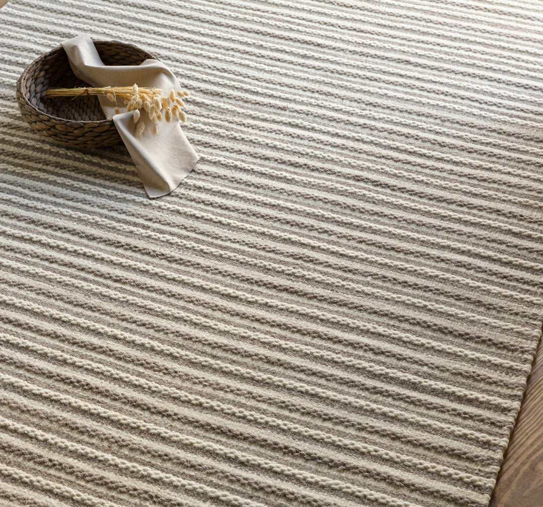 Garrattsville Contemporary Stripes Gray And Ivory Rug - The Rug Decor