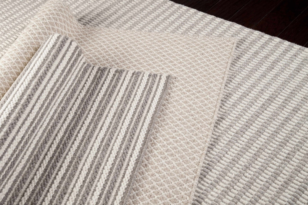 Garrattsville Contemporary Stripes Gray And Ivory Rug - The Rug Decor