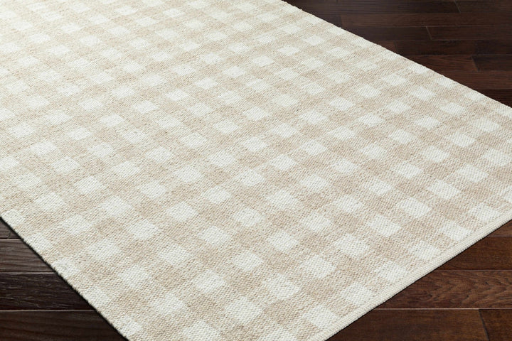 Garth Modern Geometrical Beige And White Wool Rug - The Rug Decor