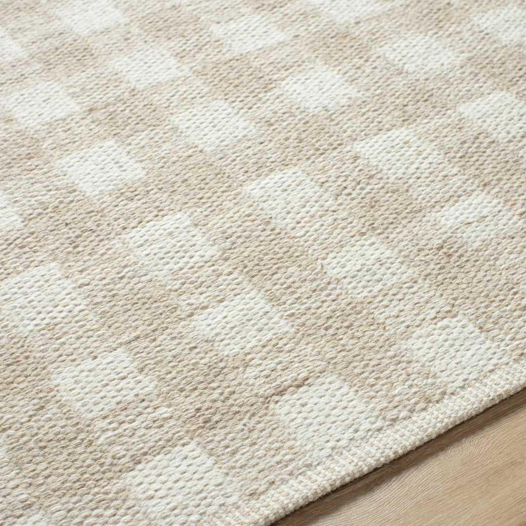 Garth Modern Geometrical Beige And White Wool Rug - The Rug Decor