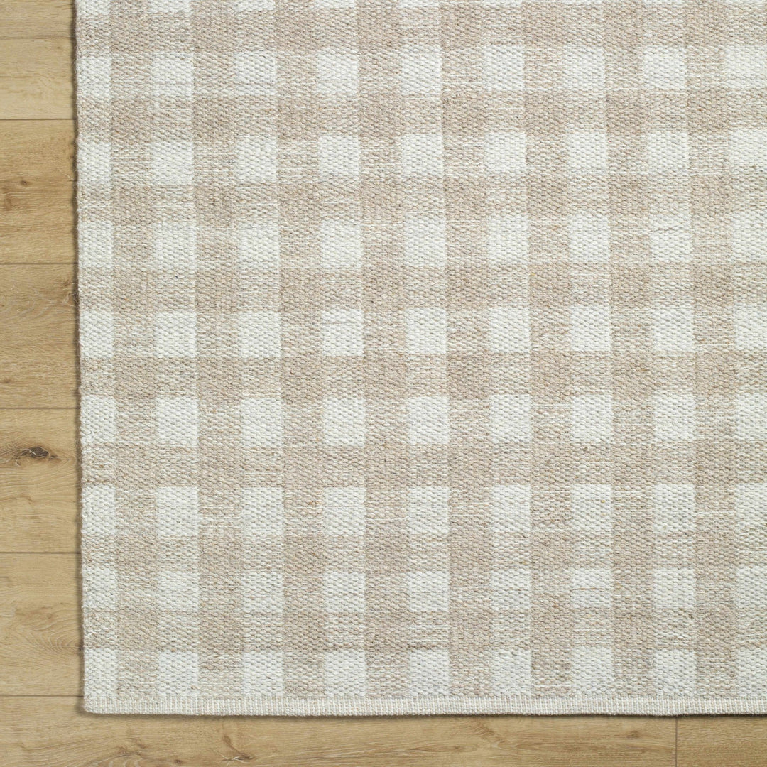 Garth Modern Geometrical Beige And White Wool Rug - The Rug Decor
