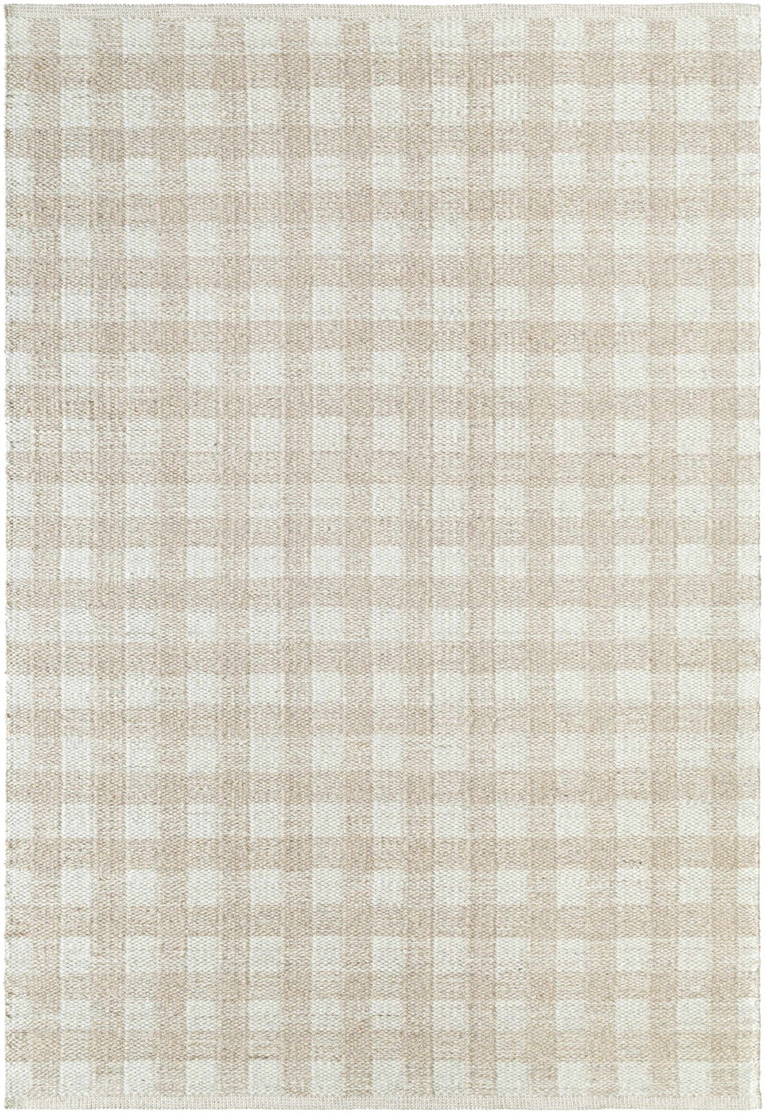 Garth Modern Geometrical Beige And White Wool Rug - The Rug Decor