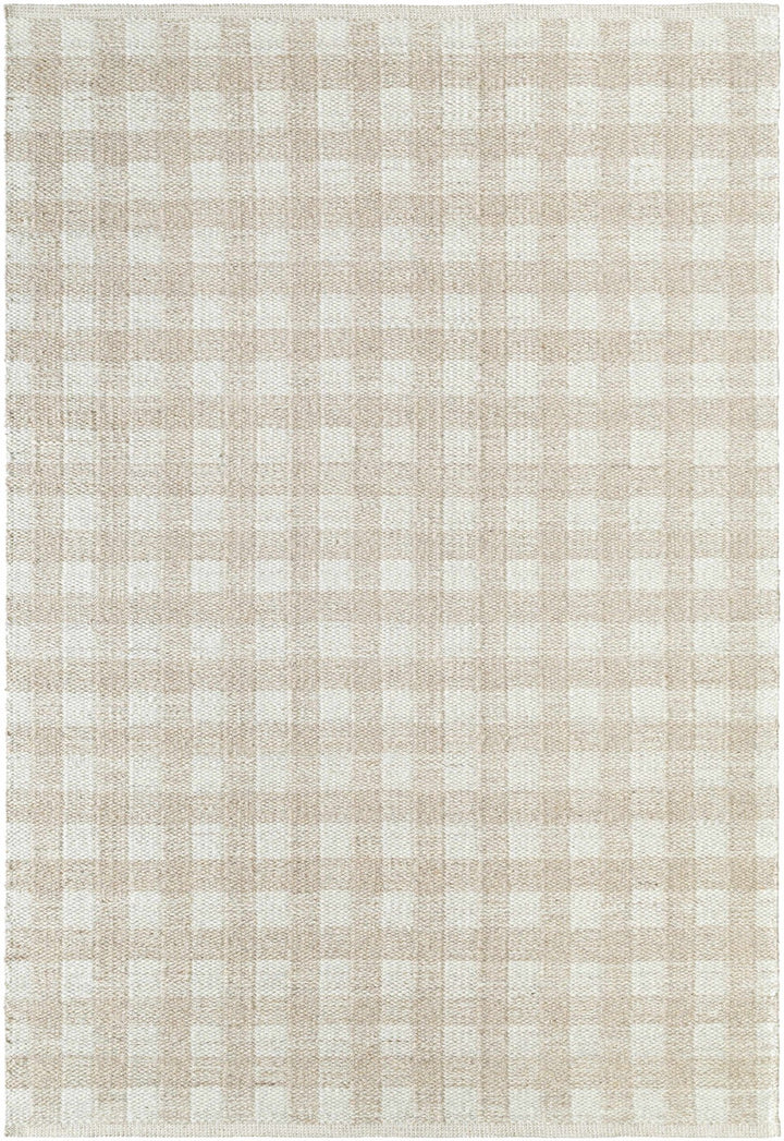 Garth Modern Geometrical Beige And White Wool Rug - The Rug Decor