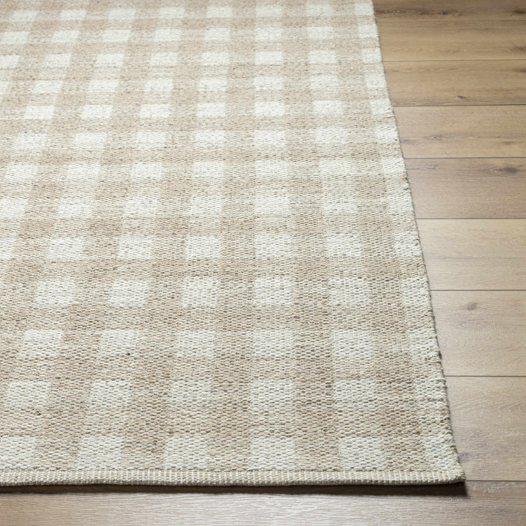 Garth Modern Geometrical Beige And White Wool Rug - The Rug Decor