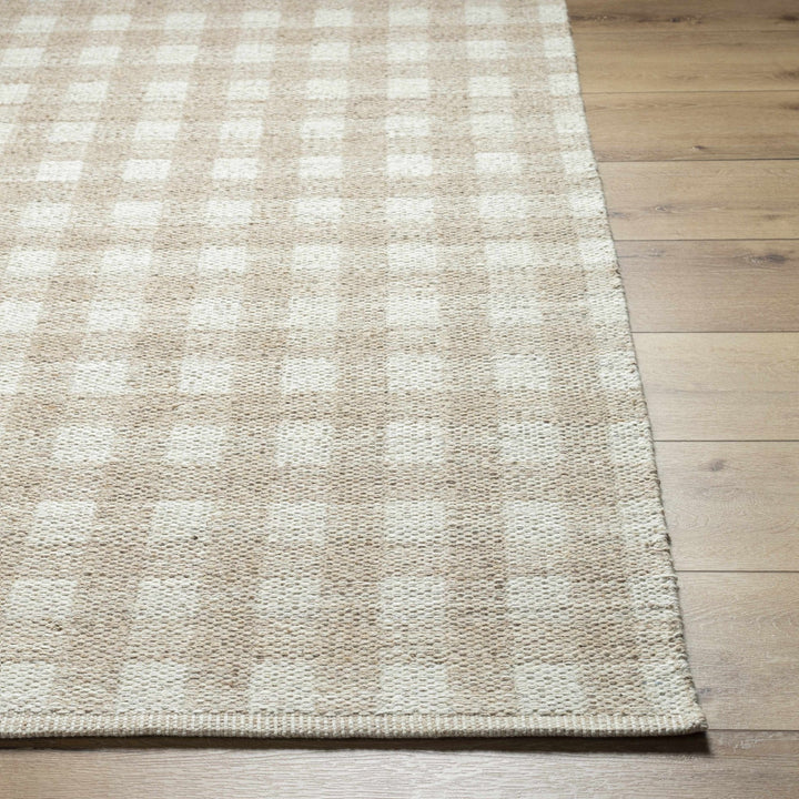 Garth Modern Geometrical Beige And White Wool Rug - The Rug Decor