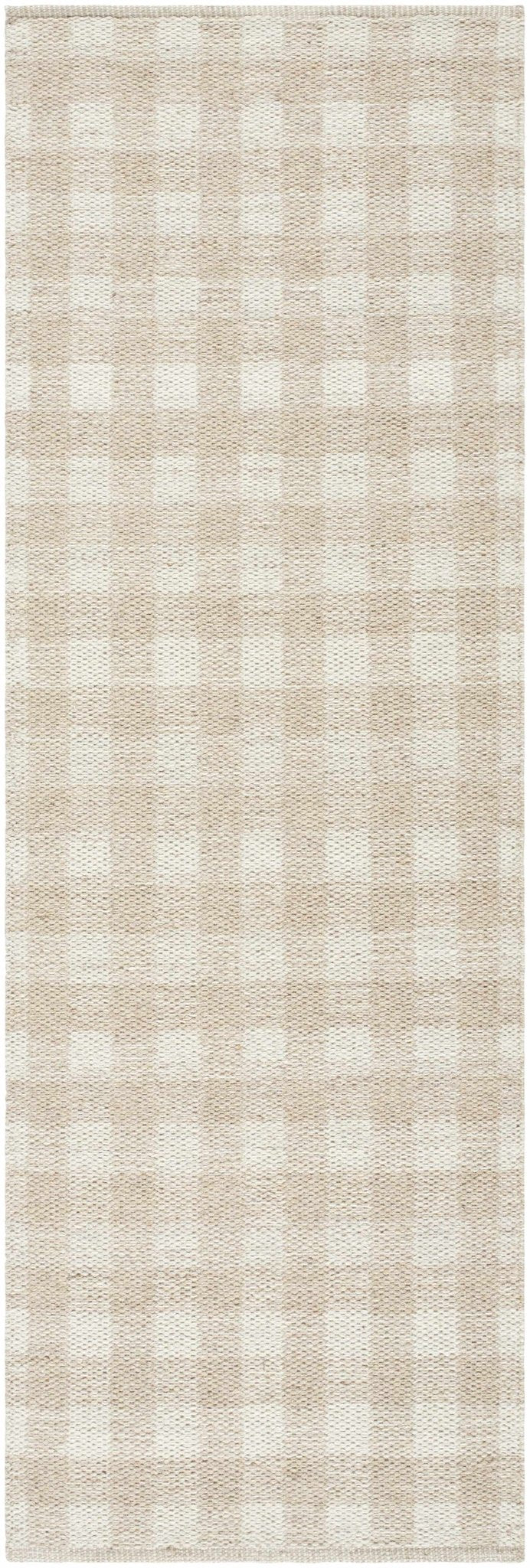 Garth Modern Geometrical Beige And White Wool Rug - The Rug Decor
